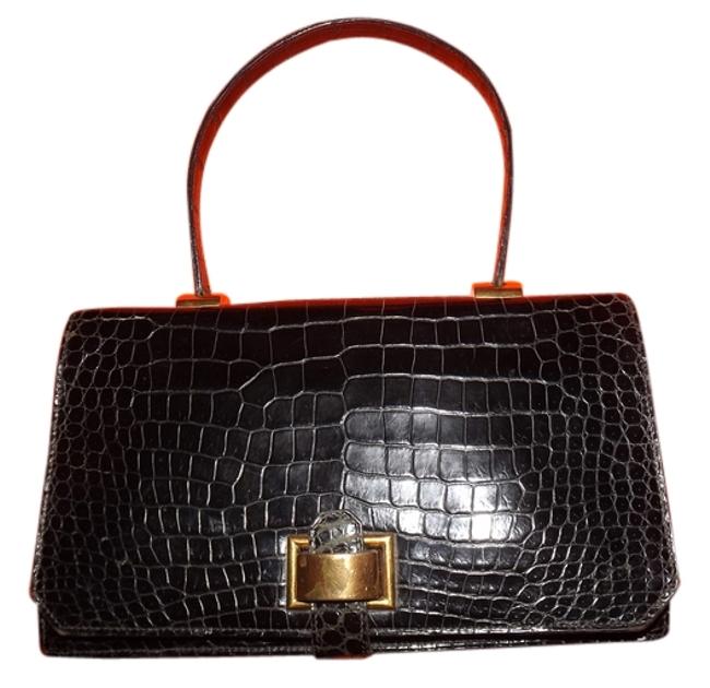 Hermes Rare Vintage Vintage Classy Black Crocodile Satchel