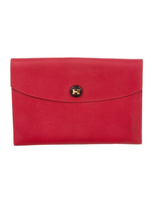 Hermes Red Leather Clutch