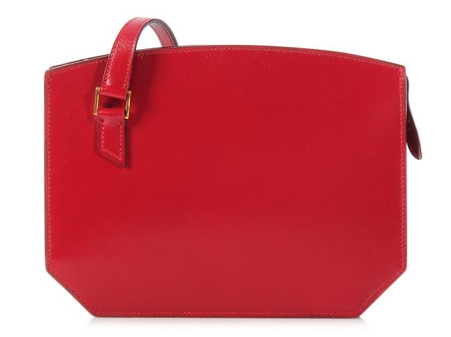 Hermes Box Red Leather Shoulder Bag
