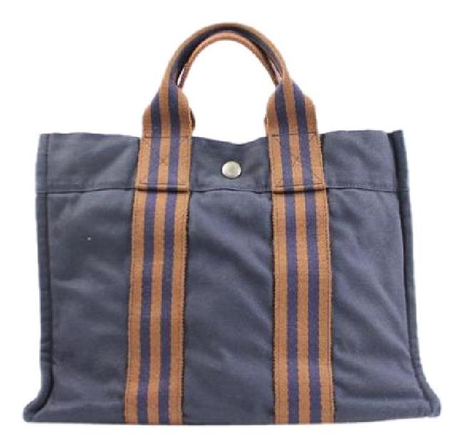 Hermes Red Stripe Tote Hzz05 Blue Satchel