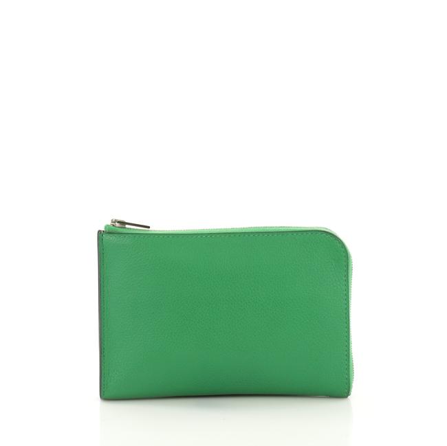 Hermes Remix Duo Wallet Evercolor Medium Bambou Green Leather Clutch