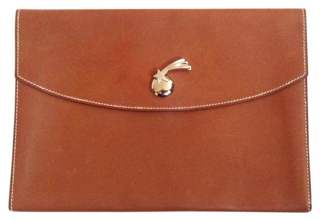 Hermes Rio Pouchette Brown Barenia Leather Clutch
