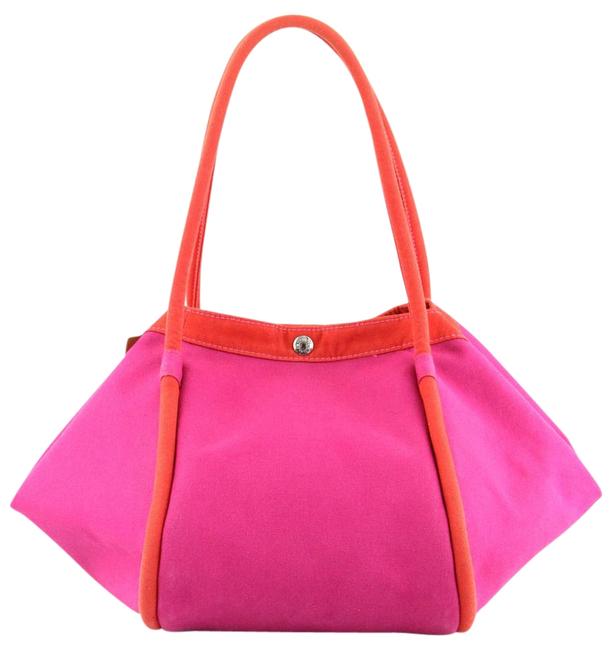 Hermes Sac De Plage Pink/Red Canvas Tote