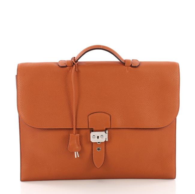 Hermes Sac Depeches 38 Orange Leather Tote