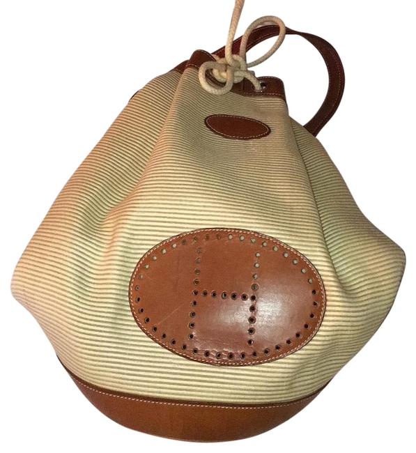 Hermes Sac Marin Single Strap Tan Veau Barenia Leather and Crinoline Backpack