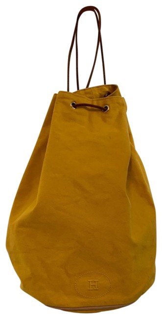 Hermes Sac polochon Bucket Bag Mimil In Saffron Yellow Canvas Backpack