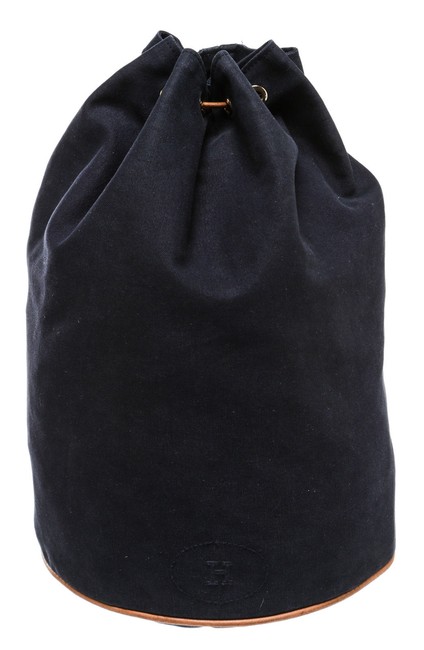 Hermes Sac polochon Navy Blue Canvas/Leather Backpack