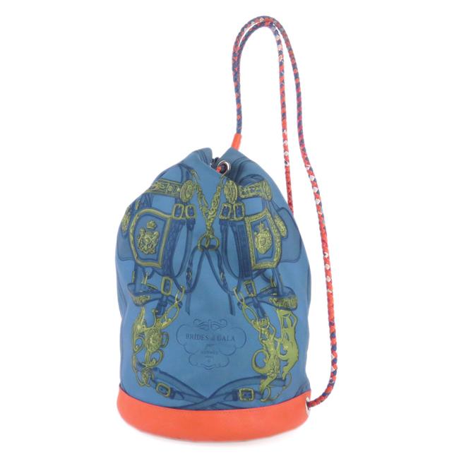 Hermes Sac Soie Cool 22 Blue Leather Backpack