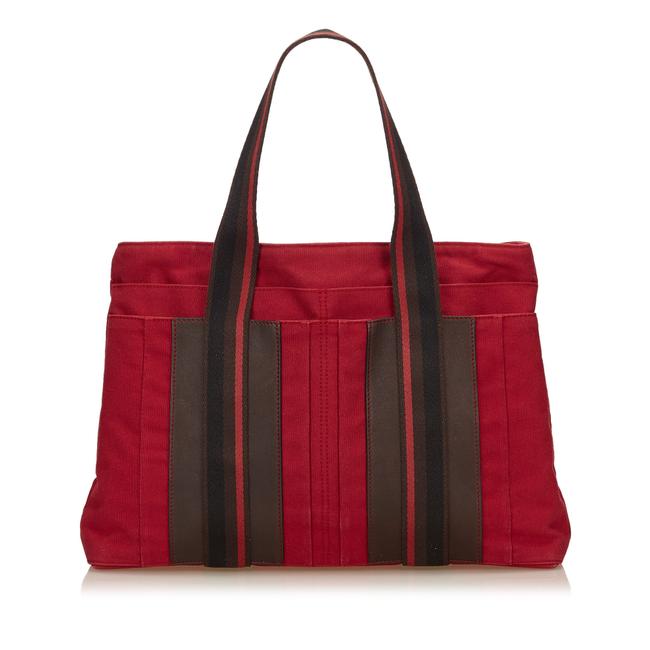 Hermes Sac Troca Mm Red Canvas Tote