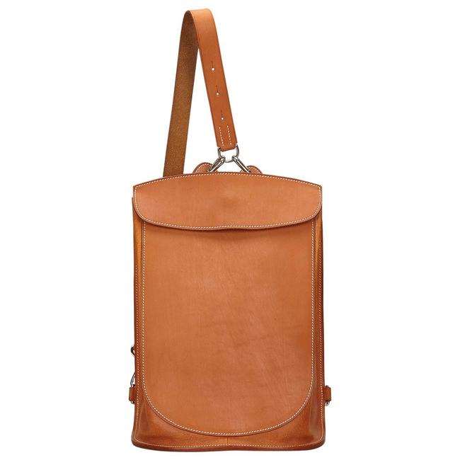 Hermes Backpack Sacoche Pour Selle Tan Leather Shoulder Bag