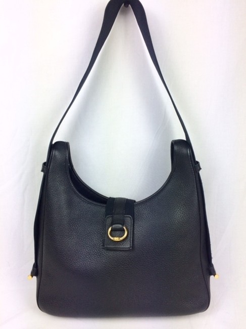 Hermes Sako Handbag Black Leather Shoulder Bag