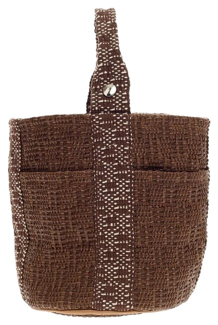 Hermes Saxo Woven Pm Brown Straw Satchel