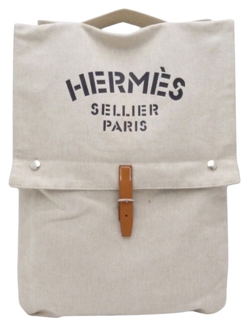 Hermes Bag Sellier Paris Beige Cotton and Leather Tote
