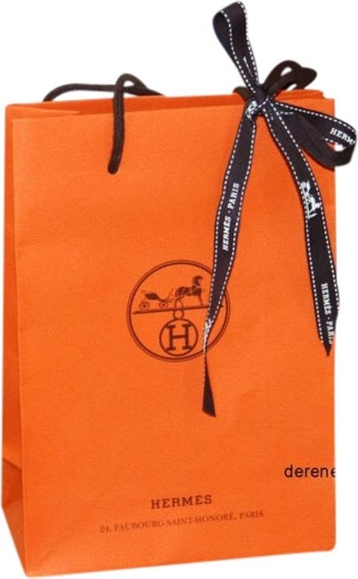 Hermes Shopping Bag With Gift Ribbon Orange Paper Tote