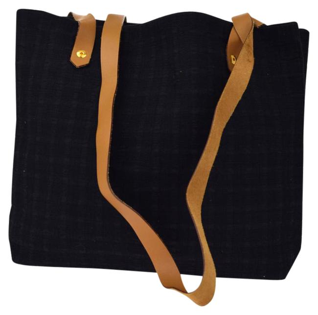 Hermes Bag Shoulder Black Cotton Leather Tote