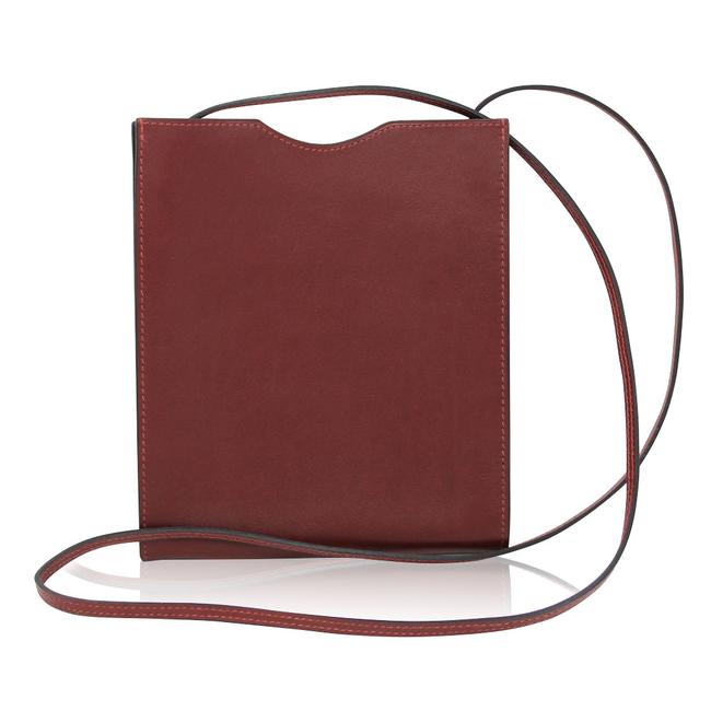 Hermes Messenger Sling Colored Carmine Red Dark Red Leather Cross Body Bag