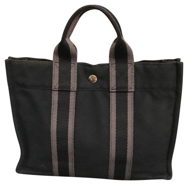 Hermes Small Size Canvas Navy Satchel