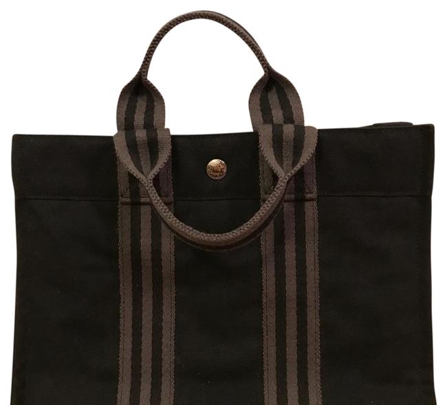 Hermes Small Tout Pm Black Canvas Tote