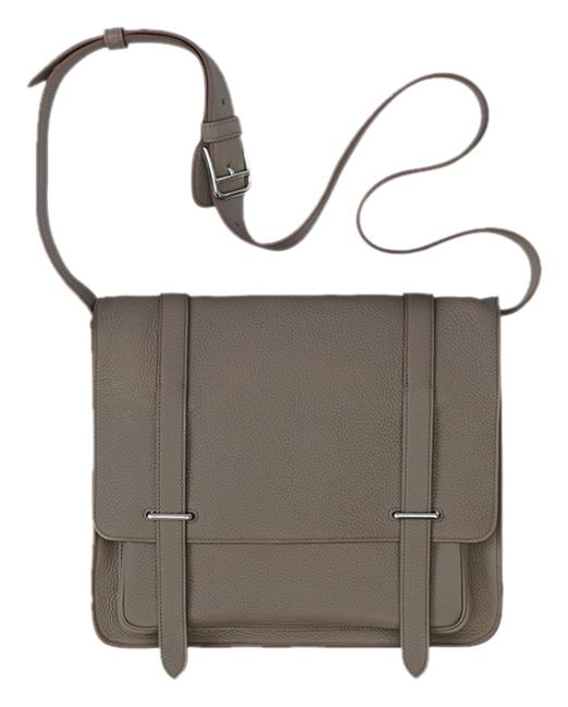 Hermes Besace Steve 35 Grey Calfskin Leather Messenger Bag