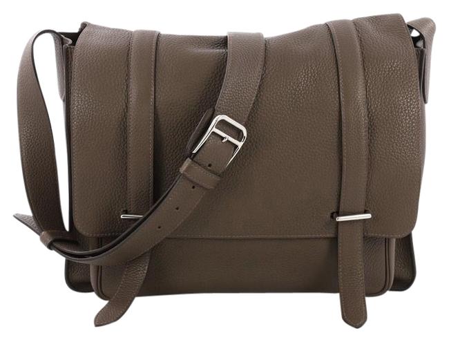 Hermes Steve Clemence 35 Taupe Leather Messenger Bag