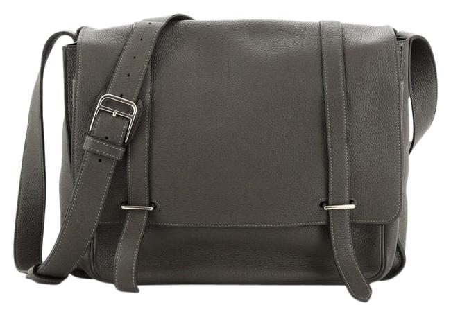 Hermes Steve Togo 35 Gray Leather Messenger Bag