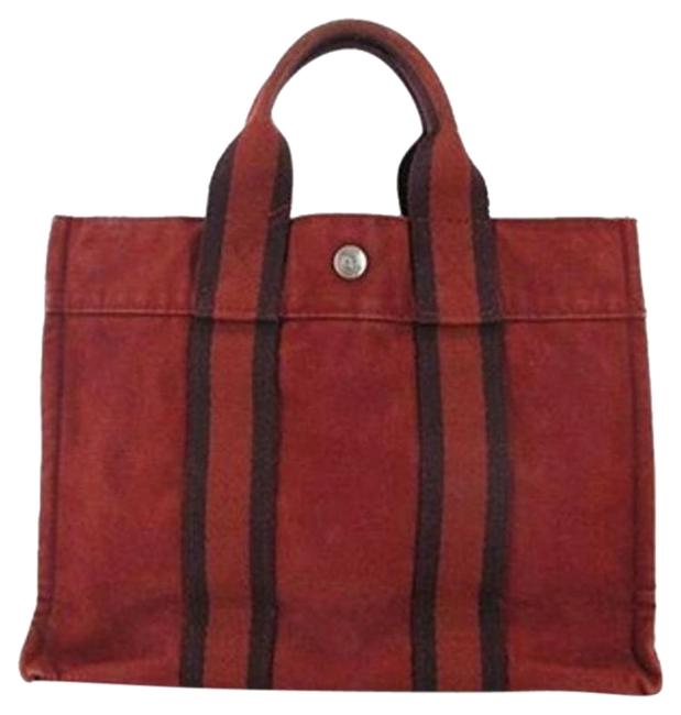 Hermes Stripe 209045 Red Tote