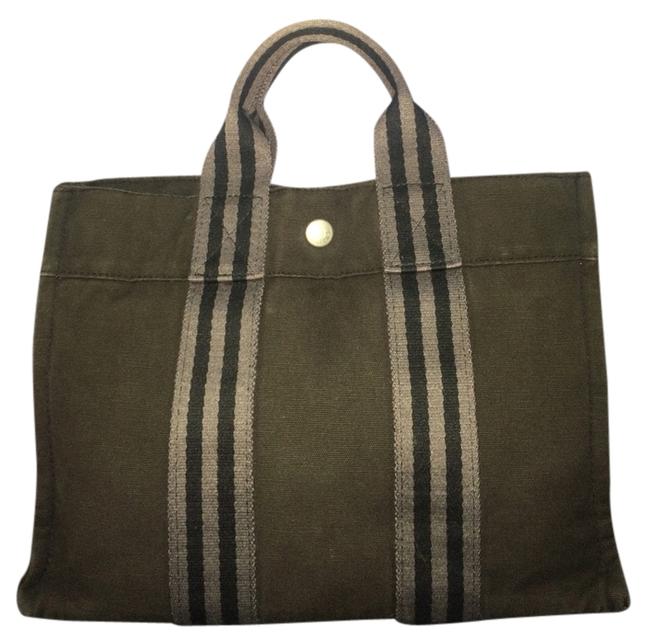 Hermes Striped Black Tote