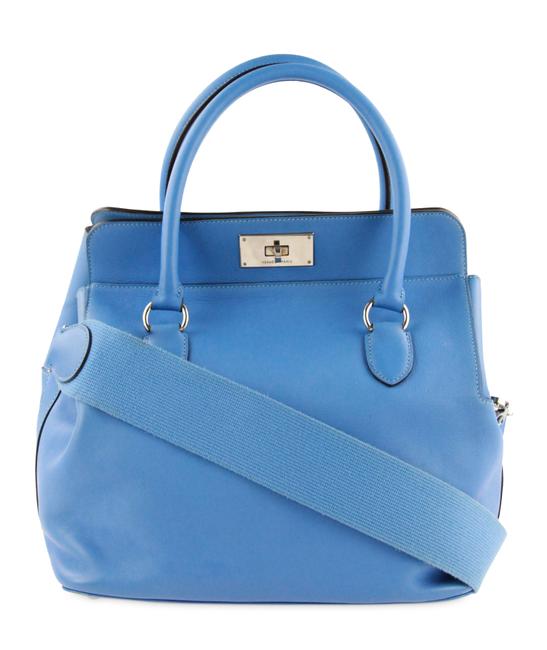 Hermes Toolbox 26 Paradise Blue Leather Satchel