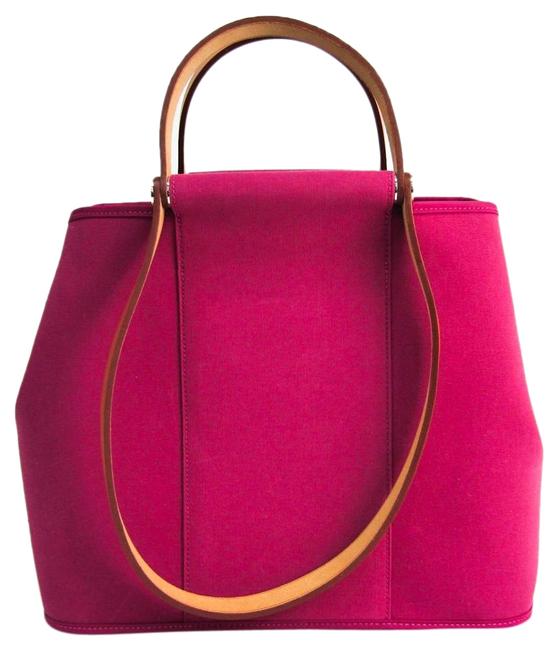Hermes Tote Bag Cabag Pm Women's Handbag Brown / Purple Leather / Toile H