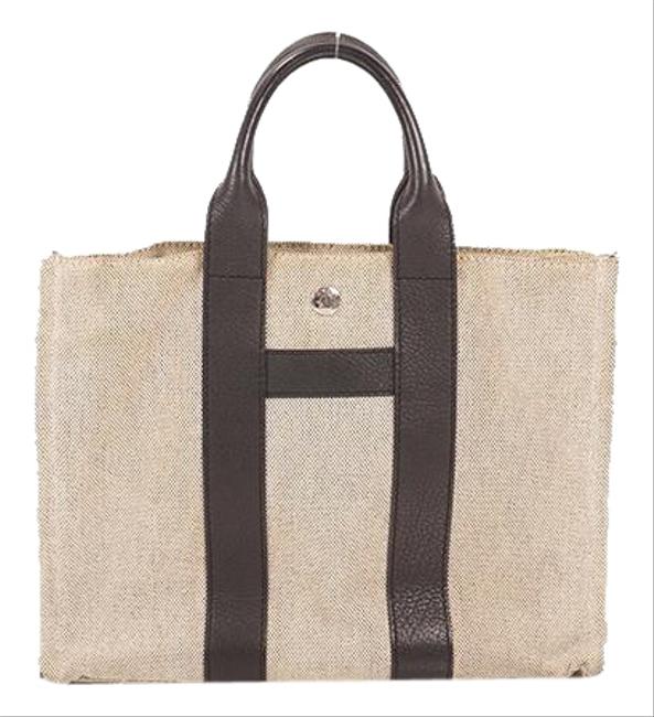 Hermes Tote Bag Women's Handbag Black / Gray Toile H / Leather