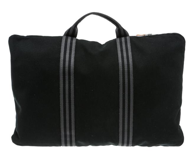 Hermes Tout Briefcase Black Canvas Weekend/Travel Bag