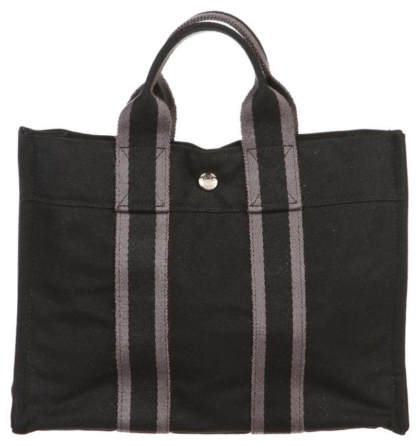 Hermes Tout Fourre Pm Black Canvas Tote