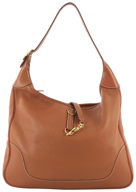 Hermes Trim Clemence 38 Brown Leather Satchel