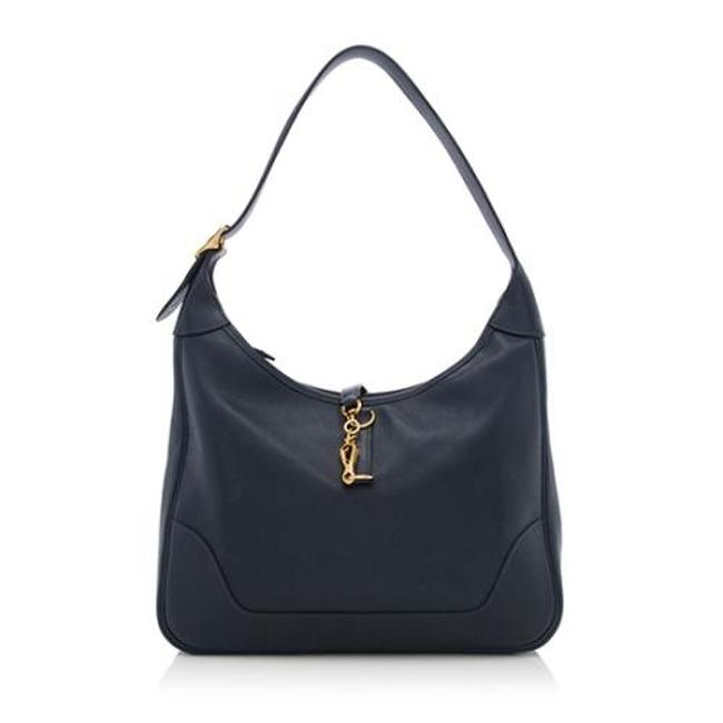 Hermes Trim Clemence Ii 31cm Navy Blue Leather Shoulder Bag