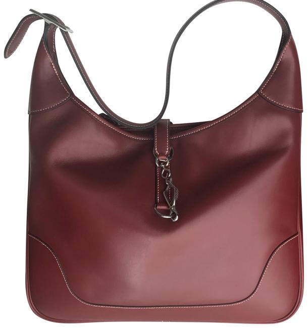 Hermes Trim Rouge Chamonix Leather Hobo Bag