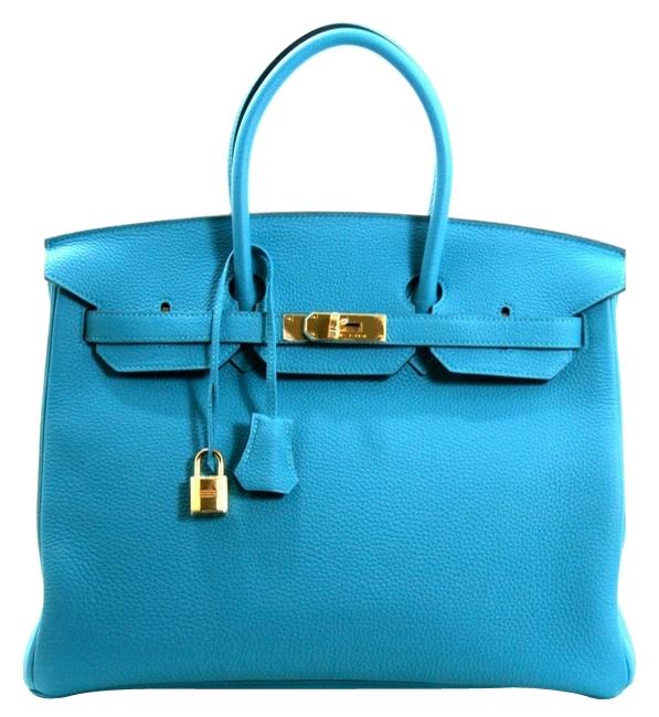 Hermes Turquose/Gold Togo Leather Shoulder Bag