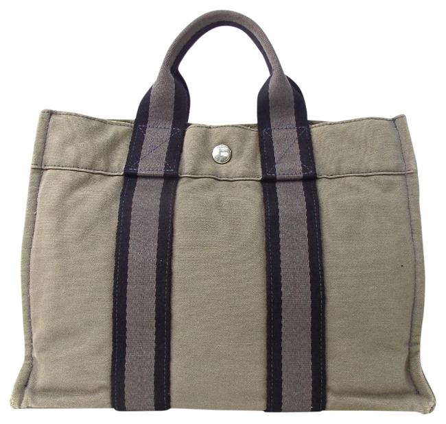 Hermes Tote Unisex Fool Toe Pm Gray Canvas Shoulder Bag