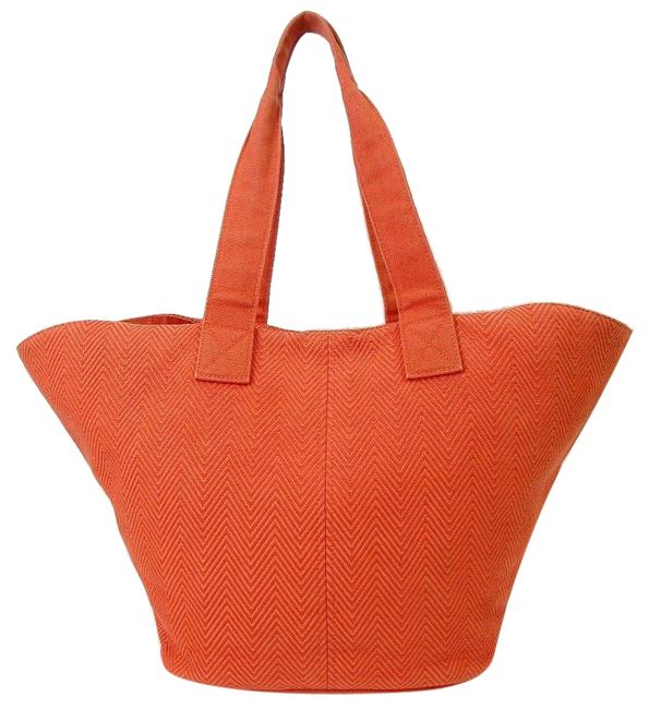 Hermes Unisex Paniedo Platgeu Pm Beach Yachting Orange Feu Canvas Tote