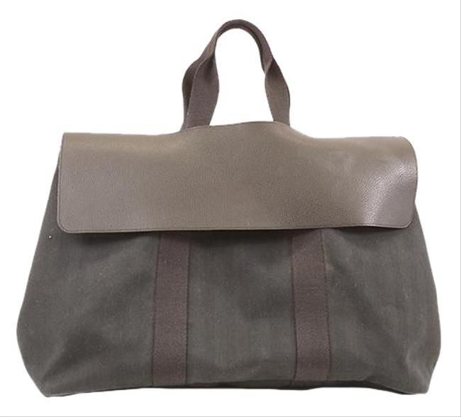 Hermes Valparaiso Gm Unisex Men Women Boston Black Toile Chevron Satchel