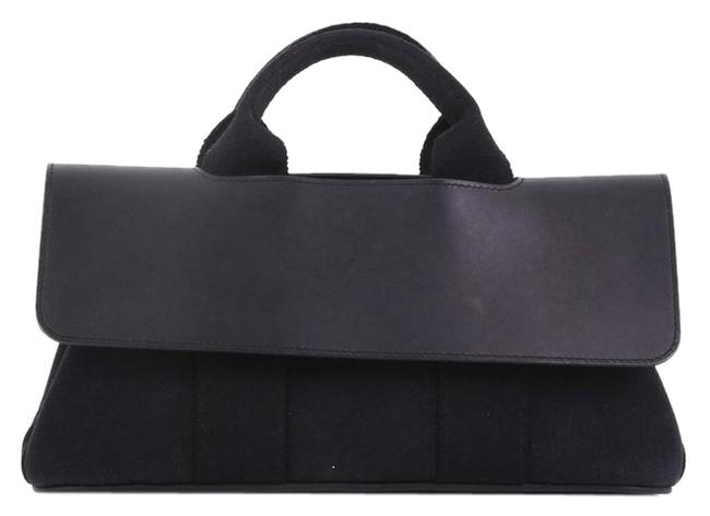 Hermes Valparaiso Handbag and Leather Pm Noir Black Toile Tote