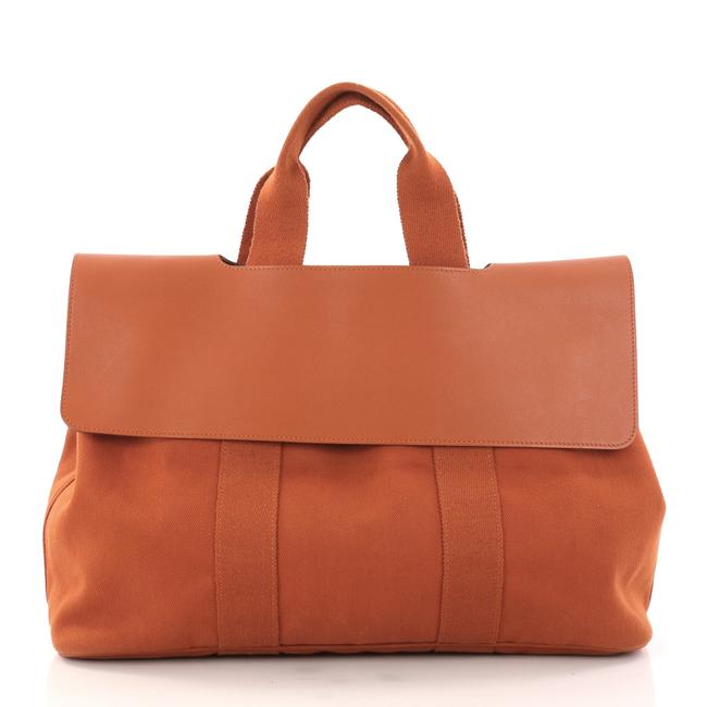Hermes Valparaiso Handbag Toile and Mm Orange Leather Satchel