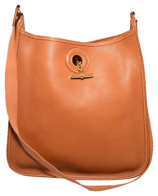 Hermes Vespa Clemence Tan Leather Shoulder Bag