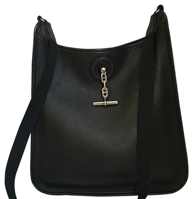 Hermes Vespa Pm Couchevel Black Leather Cross Body Bag