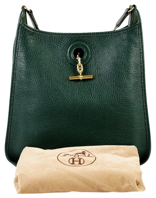 Hermes Vespa Pm Green Buffle Leather Shoulder Bag