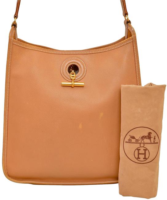 Hermes Vespa Pm Light Brown Textured Leather Cross Body Bag