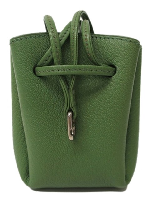 Hermes Vespa Pouch Ex086226 Green Chevre Clutch