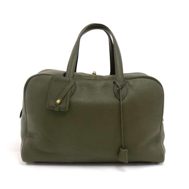 Hermes Victoria Duffle 43 Boston Green Leather Weekend/Travel Bag