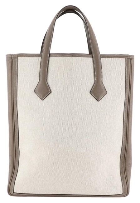Hermes Victoria Cabas Ii Toile and 35 Etoupe Leather Tote