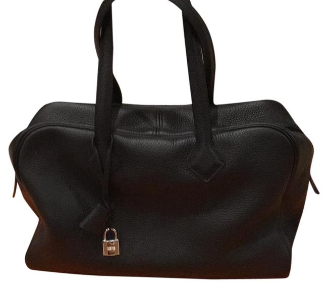 Hermes Victoria Ii Black Leather Tote