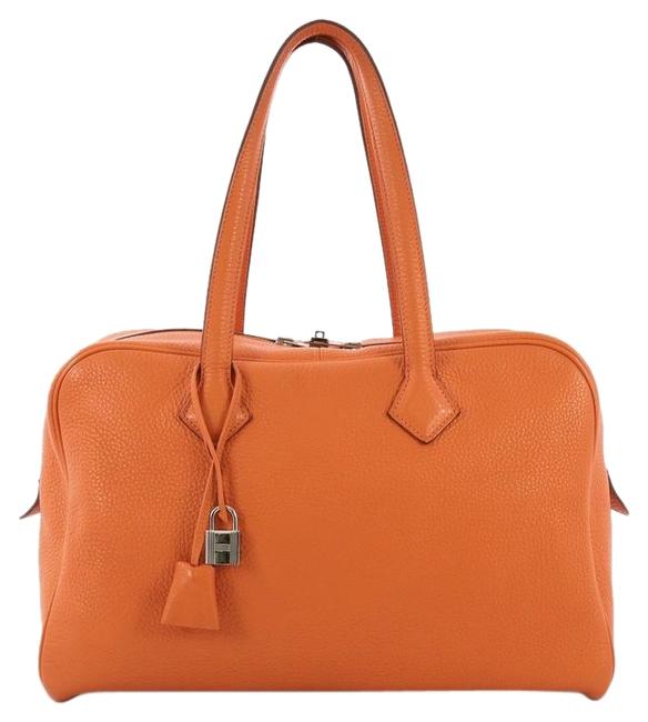 Hermes Victoria Ii Handbag Clemence 35 Orange Leather Shoulder Bag